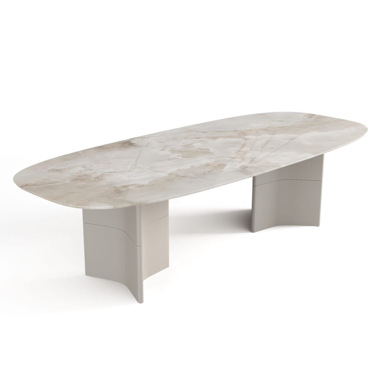 Трапезна маса «Ark» + керамичен плот и естествен фурнир, размер 275х75х110см