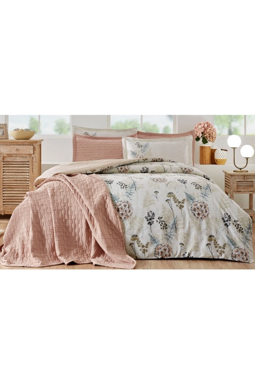 Двоен спален комплект «Phlox» с покривало, 7 части, памук