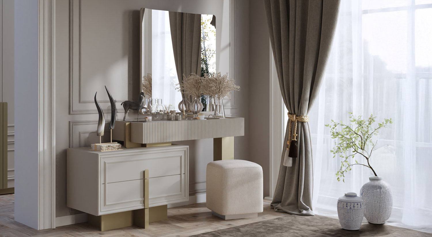 Тоалетка «Asia» с три чекмеджета, размер 156х175х47см