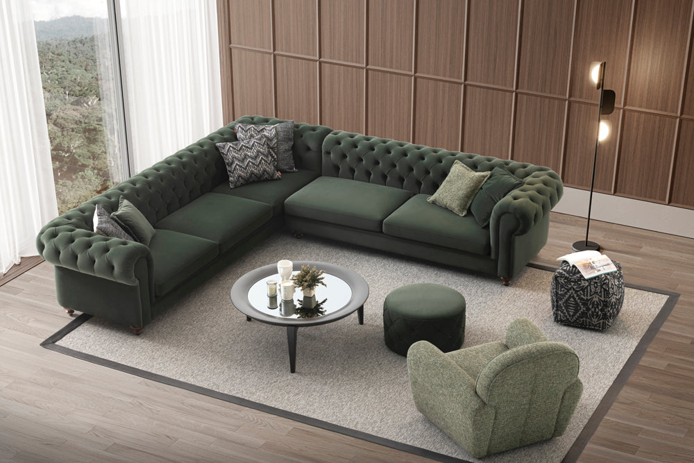 Ъглов диван «Aspendos» - Опция 14, с шест декоративни възглавници, ширина 320см