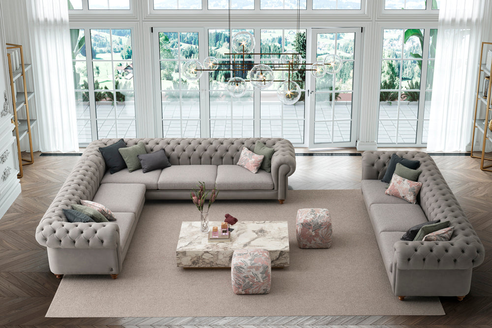 Ъглов диван «Aspendos» - Опция 14, с шест декоративни възглавници, ширина 320см