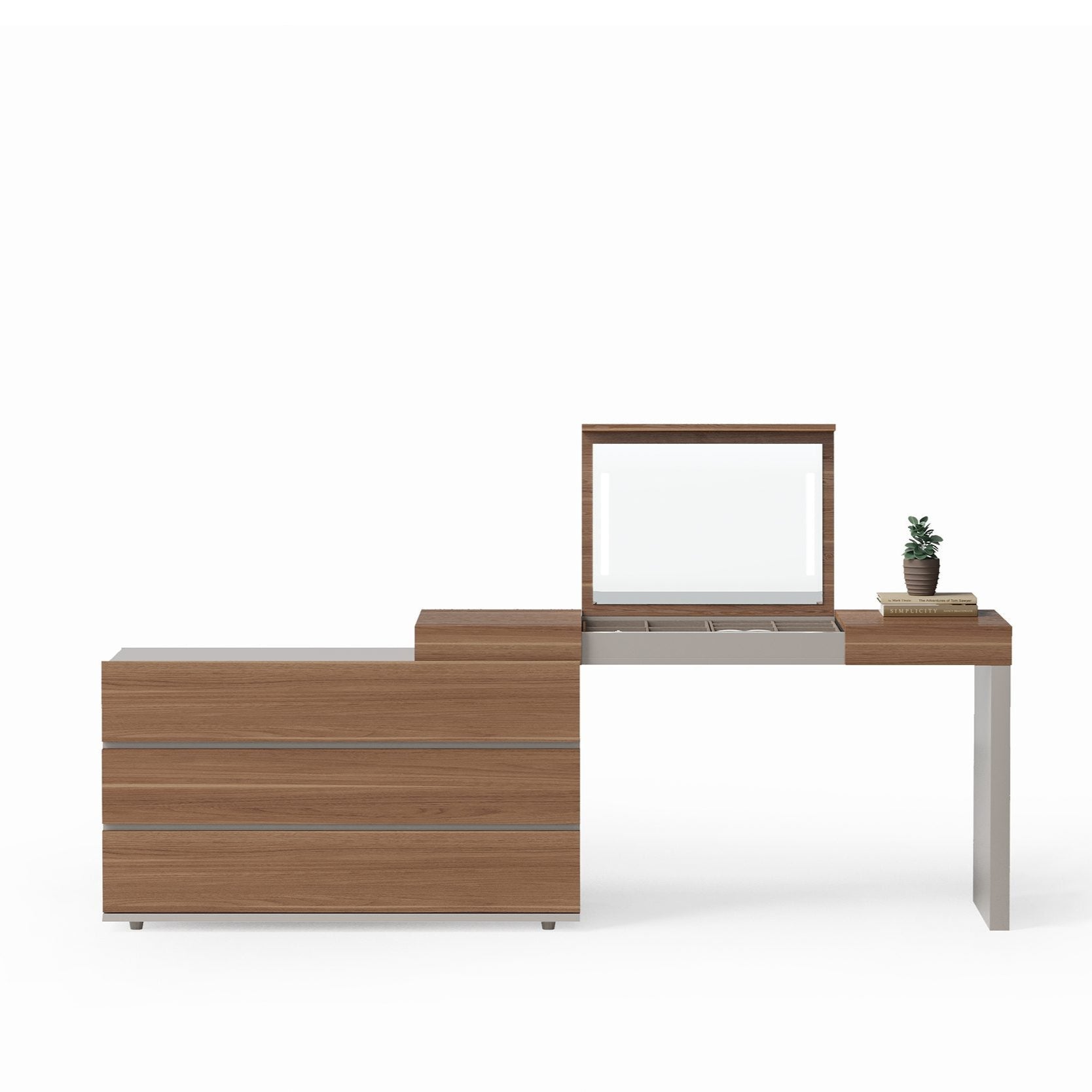 Тоалетка «Atlanta» + скрин с три чекмеджета с органайзери, с огледало, размер 228х77х48см