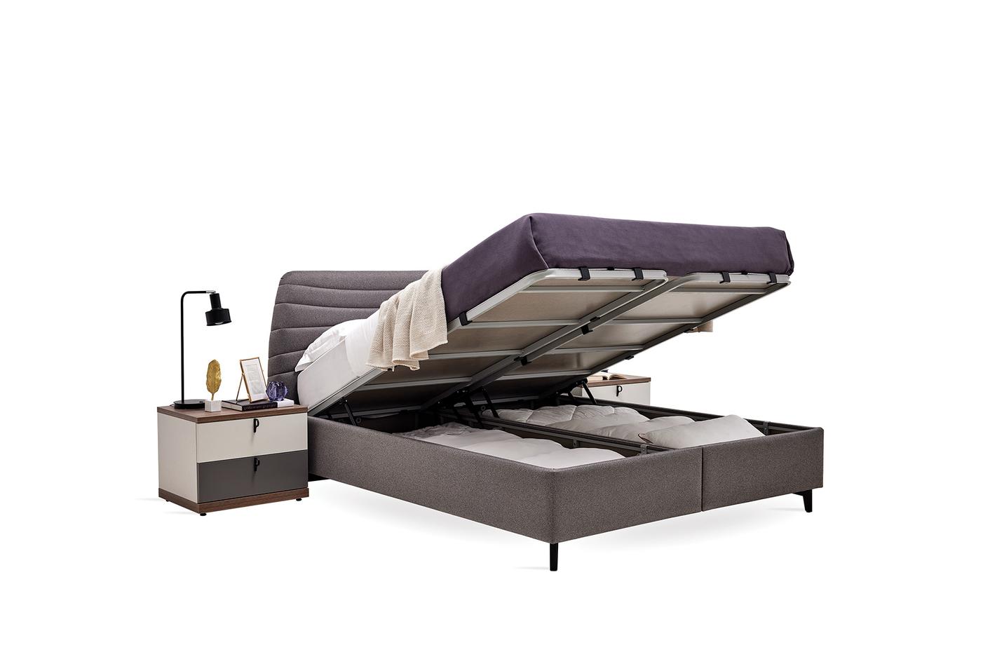 Тапицирана основа за легло «Cordell» с място за съхранение, повдигащ механизъм, система за безшумно затваряне