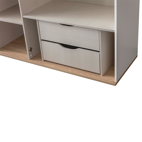 Петкрилен гардероб «Granada» с огледална врата, с чекмеджета, лост за закачалки, рафтове, ширина 260см