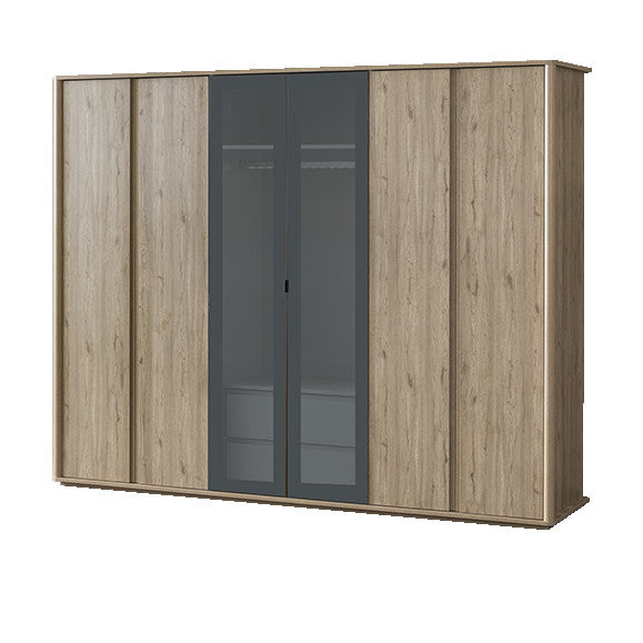 Шесткрилен гардероб «Mona» стъклени врати, ширина 268см