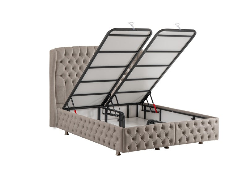 Тапицирано легло «Bentley» + Матрак и табла - с място за съхранение, система за безшумно затваряне