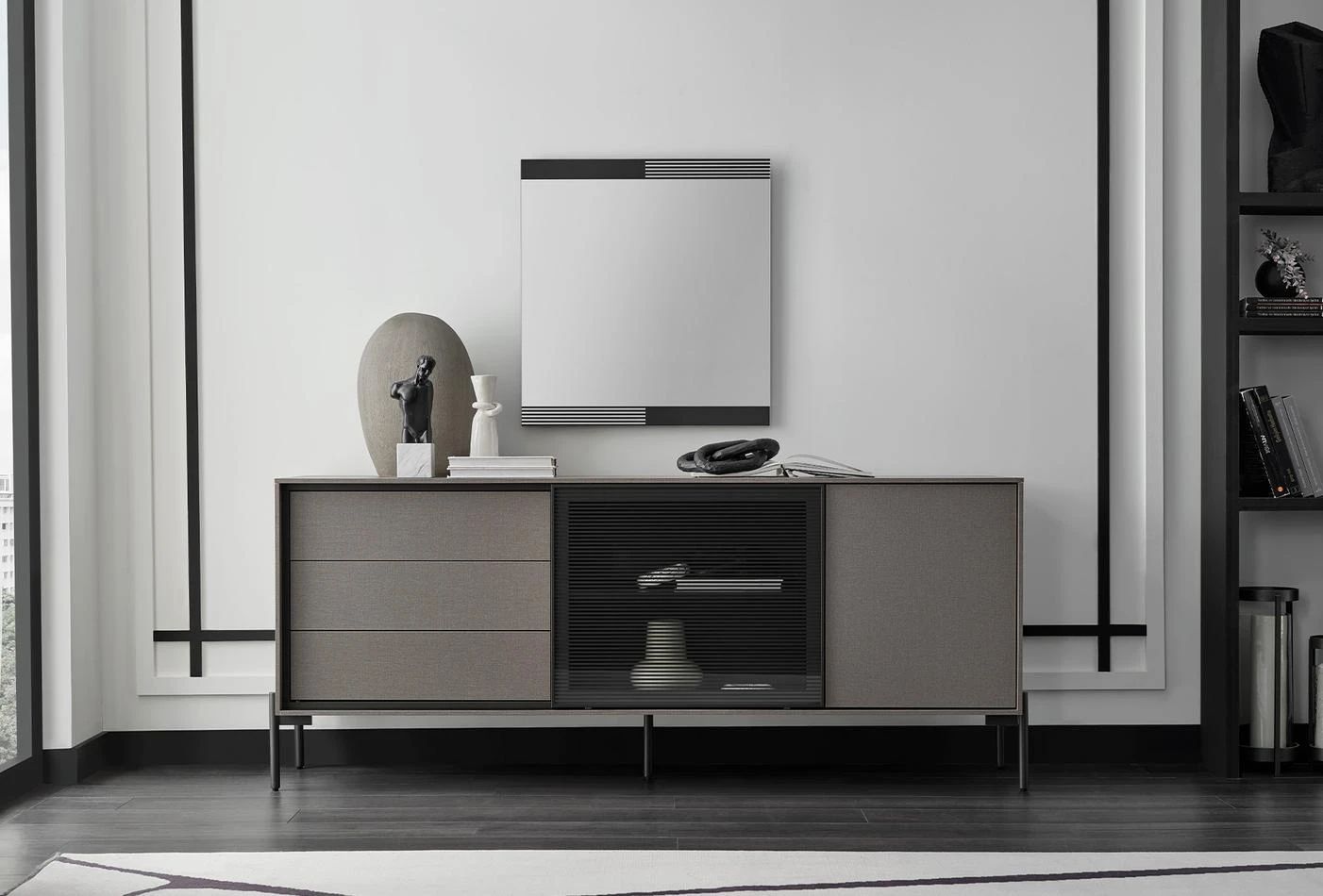 Бюфет «Berta» с три чекмеджета, с LED осветление, размер 192х82х50см