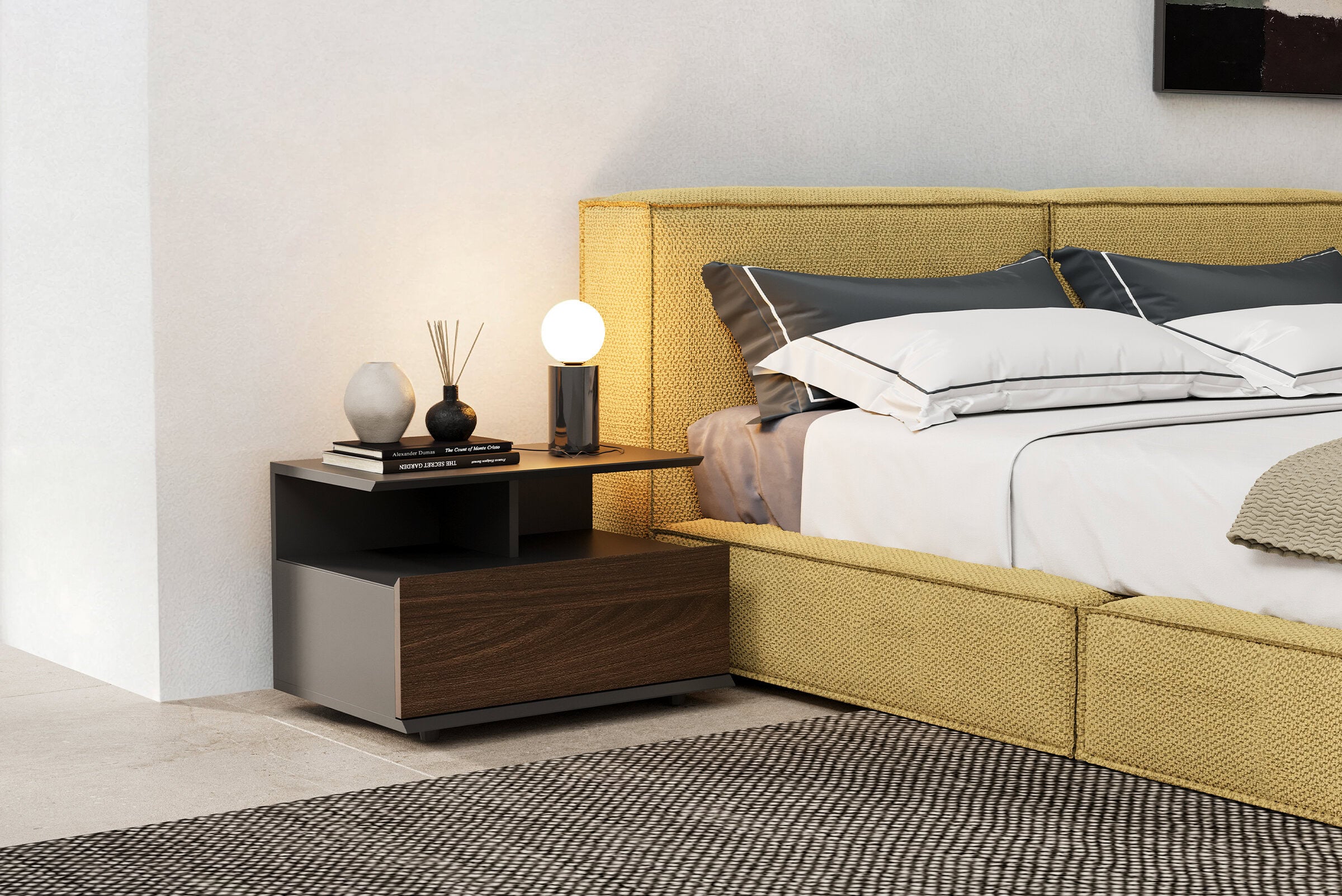 Нощно шкафче «Boston» + чекмедже и рафт, размер 65х42х45см