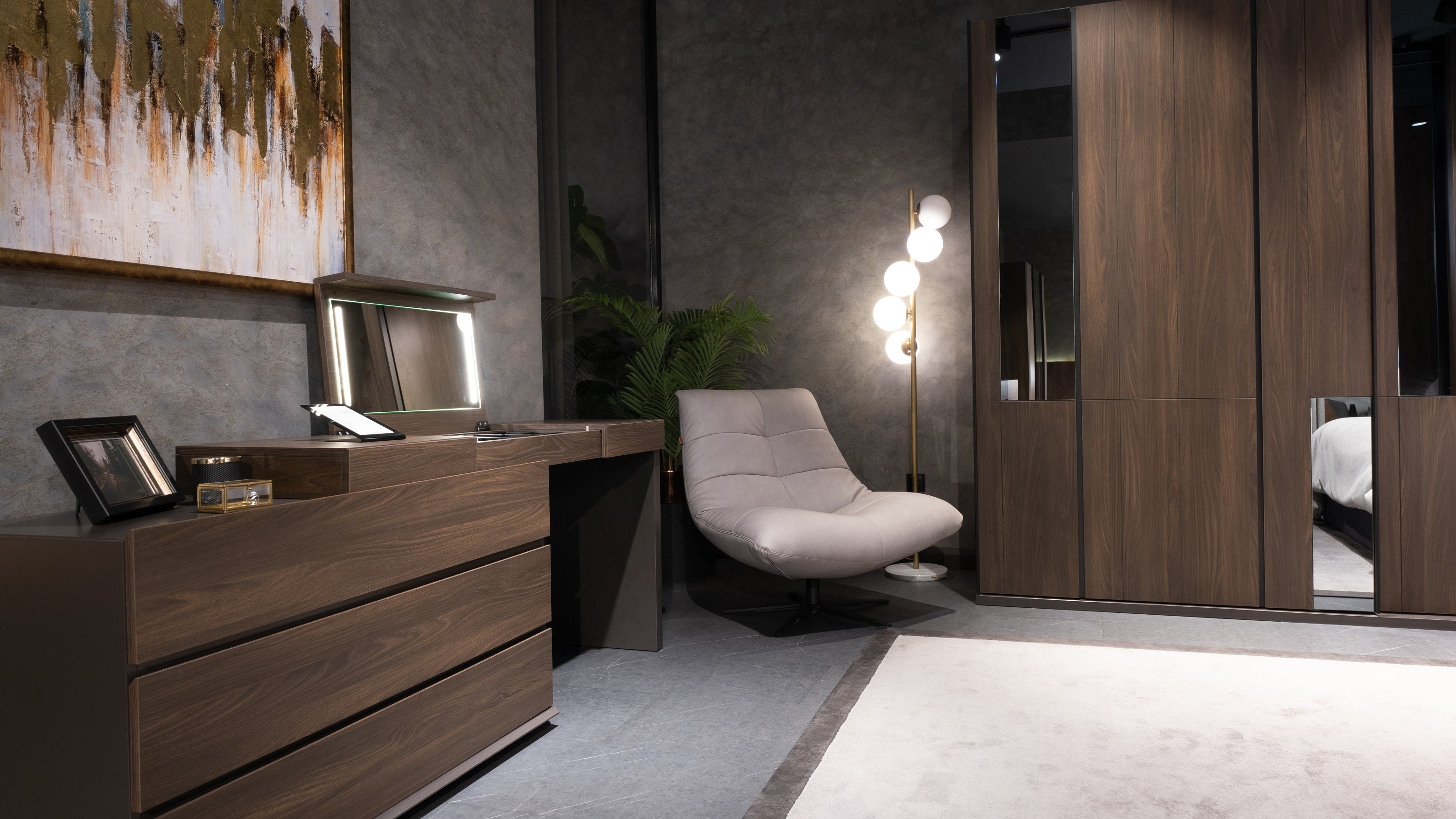 Тоалетка «Boston» + огледало и скрин с три чекмеджета, размер 230х77х48см