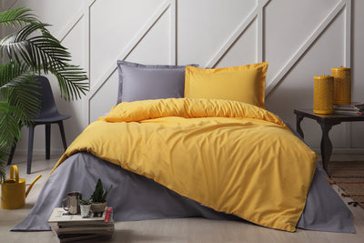 Единичен спален комплект «Antrasit Colormix» - 3 части, памук, ранфорс