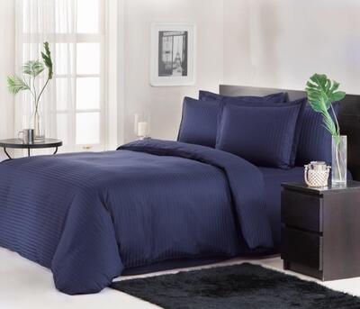 Двоен спален комплект «Lacivert Line» - 4 части, памучен сатен