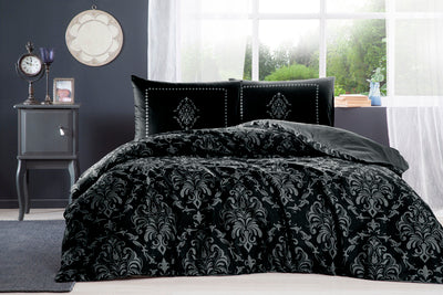 Двоен спален комплект «Clasurol Siyah» - 4 части, памучен сатен