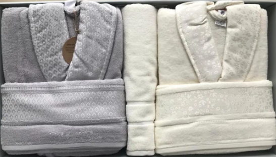 Комплект халати и хавлии «Camellia Gri Krem» памук, 6 части