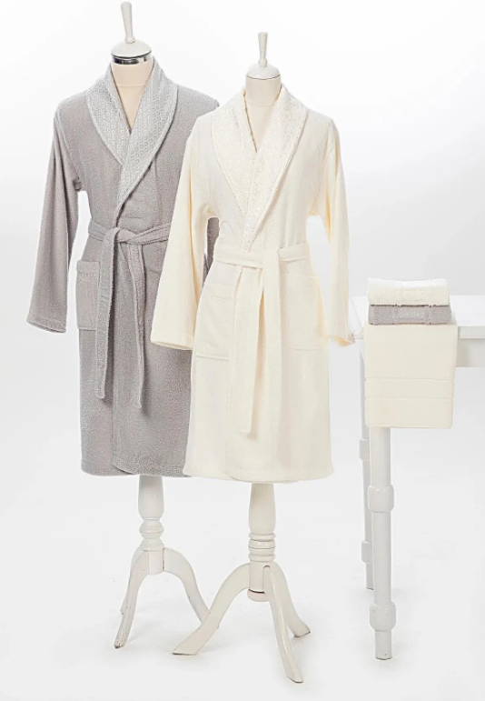 Комплект халати и хавлии «Camellia Gri Krem» памук, 6 части