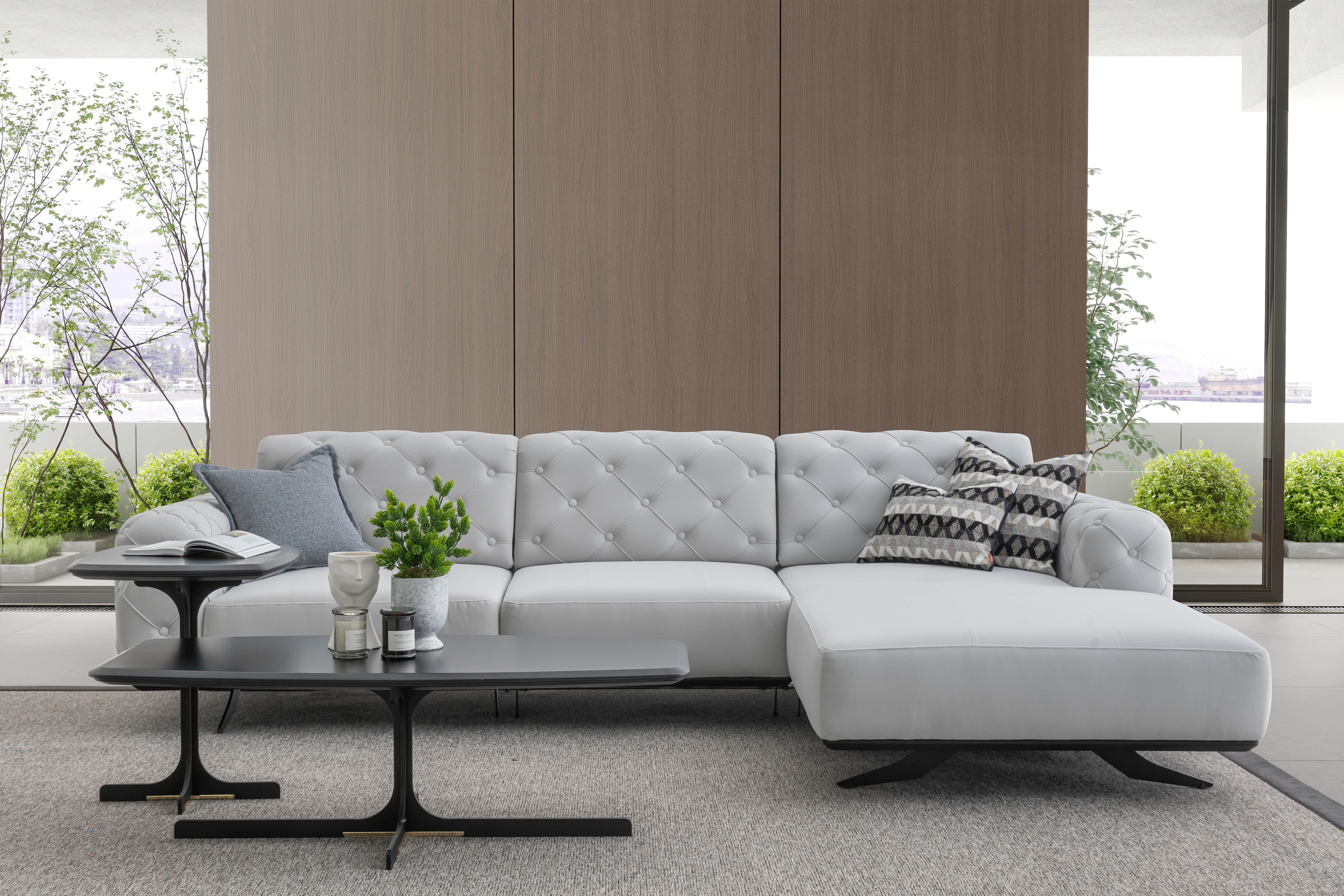 Ъглов разтегателен диван «Dallas Relax» - Опция 10, с декоративни възглавници, ширина 298см