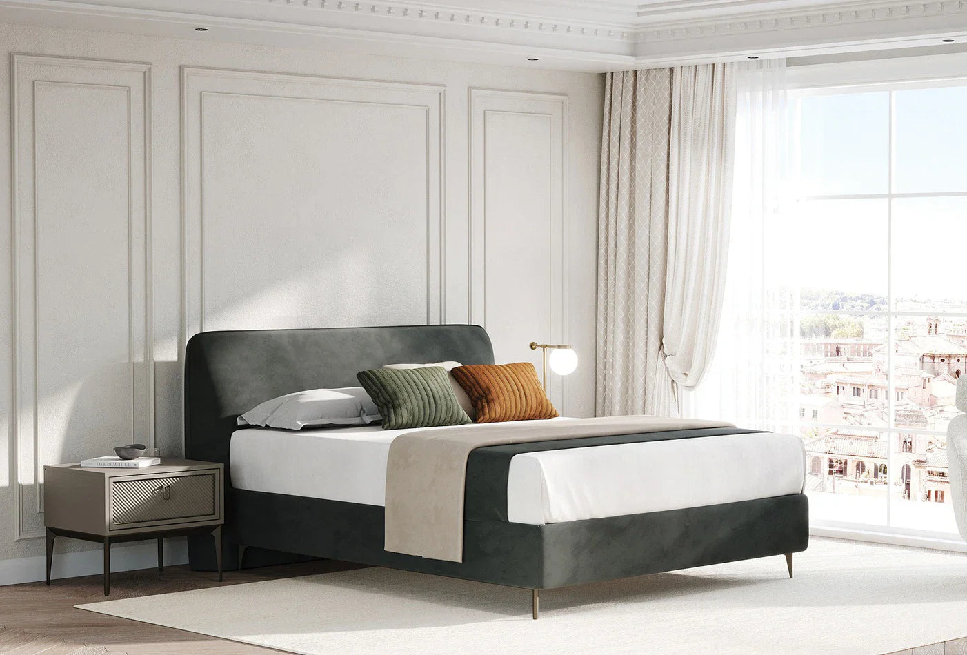 Тапицирано легло «Hera» + табла - с място за съхранение, повдигащ механизъм, система за безшумно затваряне