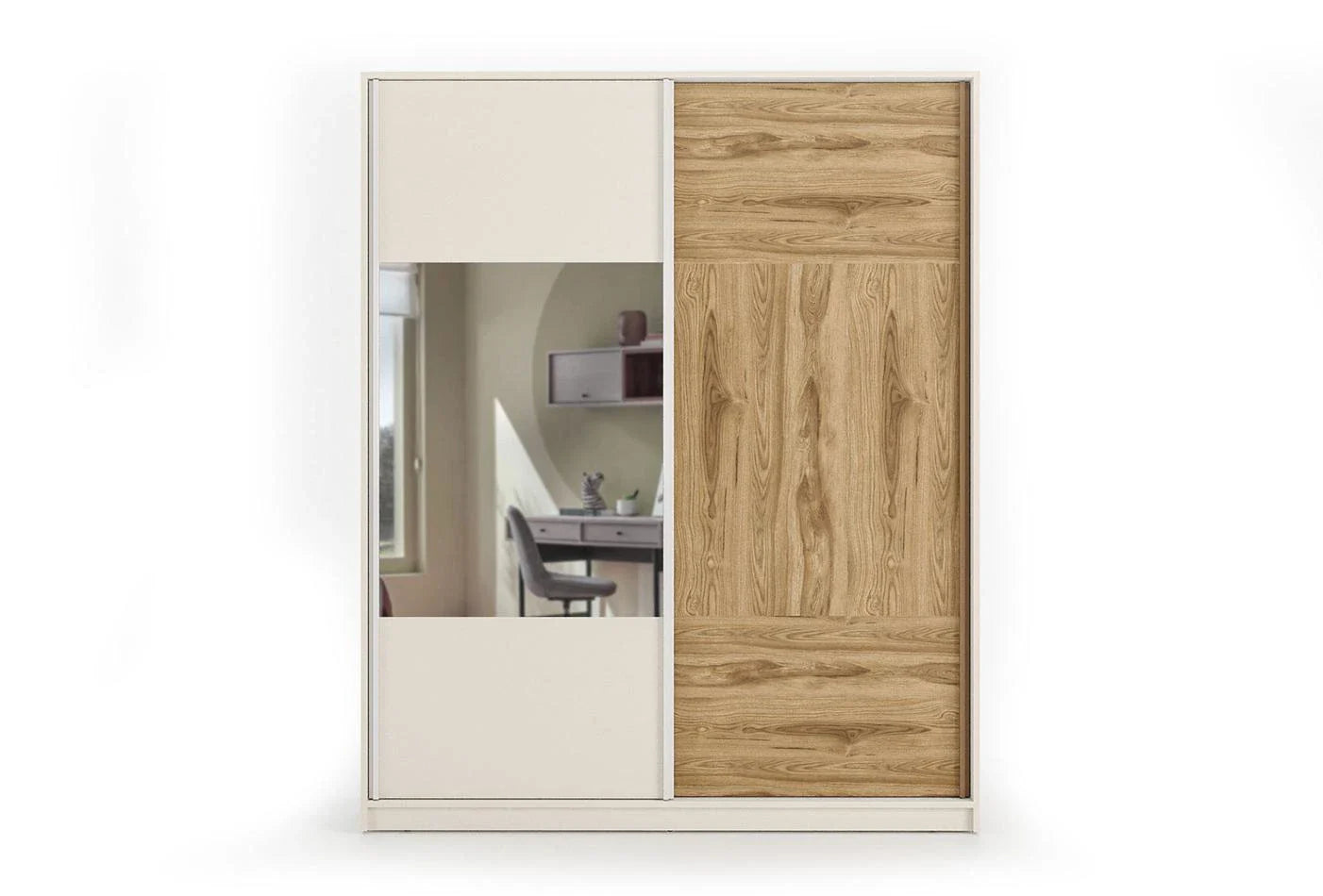 Гардероб с плъзгащи врати «Loreto» с огледална врата, ширина 180см