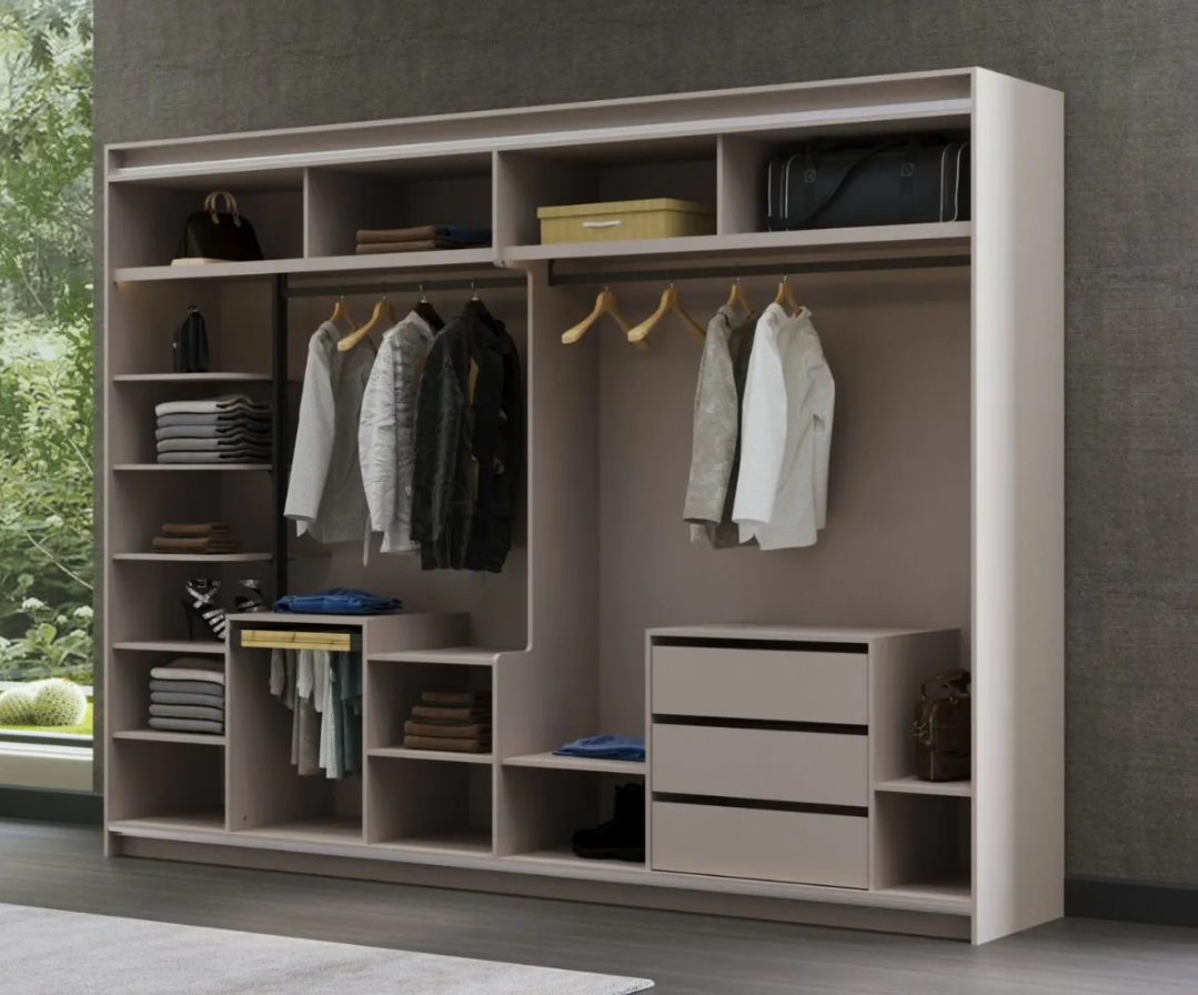 Шесткрилен гардероб «Dolunay» стъклени врати, ширина 303см