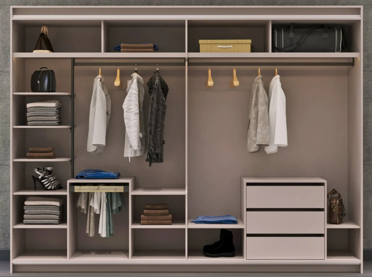 Шесткрилен гардероб «Dolunay» стъклени врати, ширина 303см