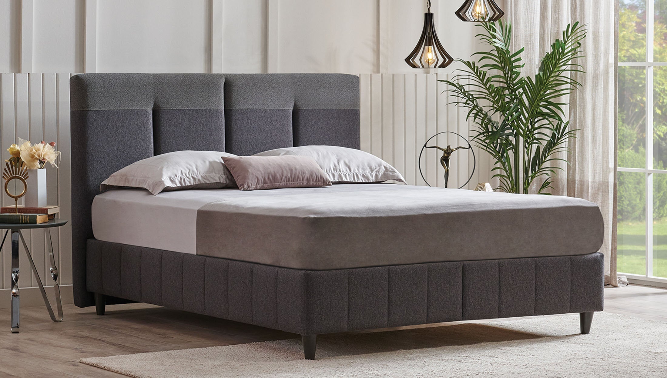 Тапицирана основа за легло «Dream Line» с място за съхранение, повдигащ механизъм, система за безшумно затваряне