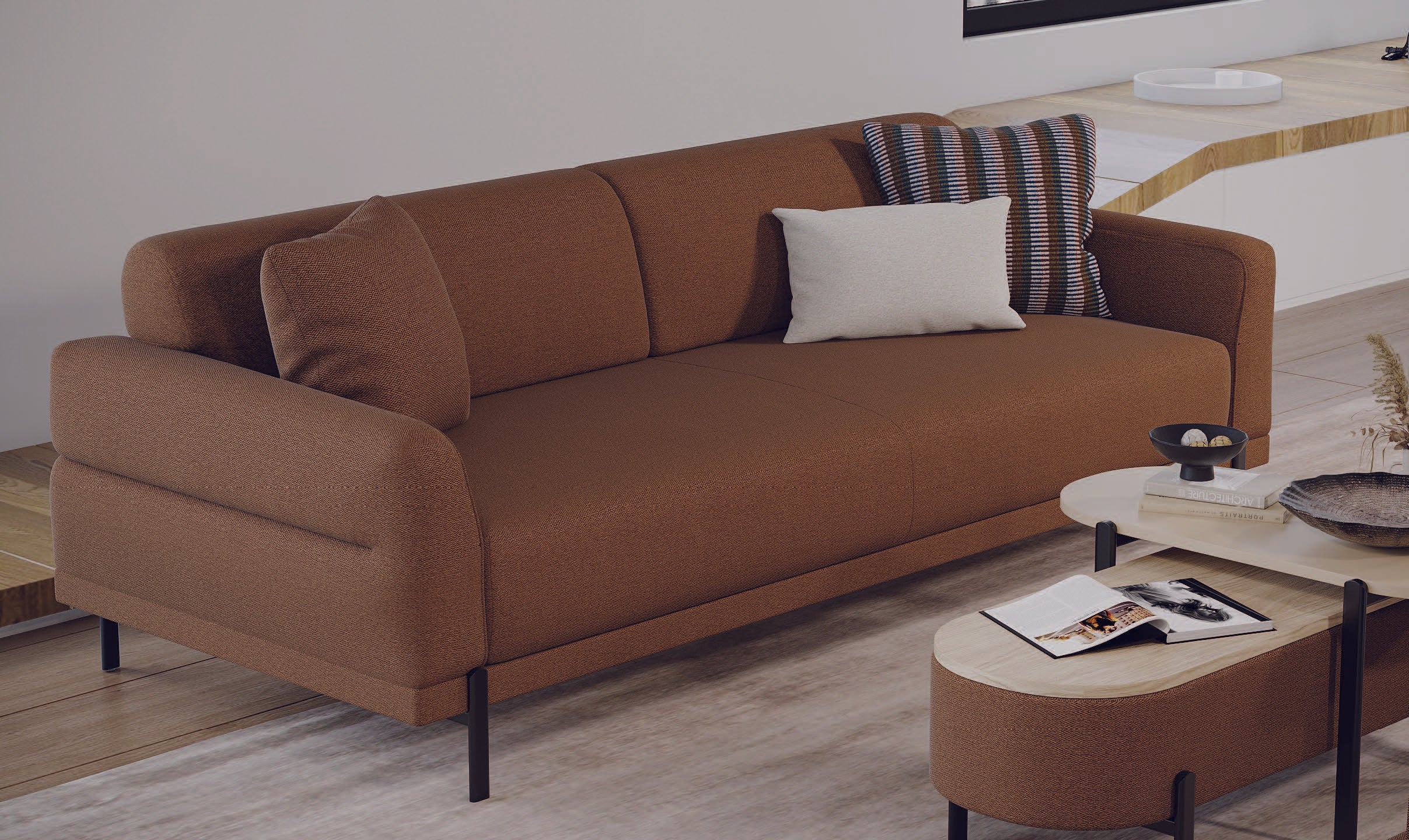 Триместен разтегателен диван «Terra» + 3 декоративни възглавници, ширина 226см