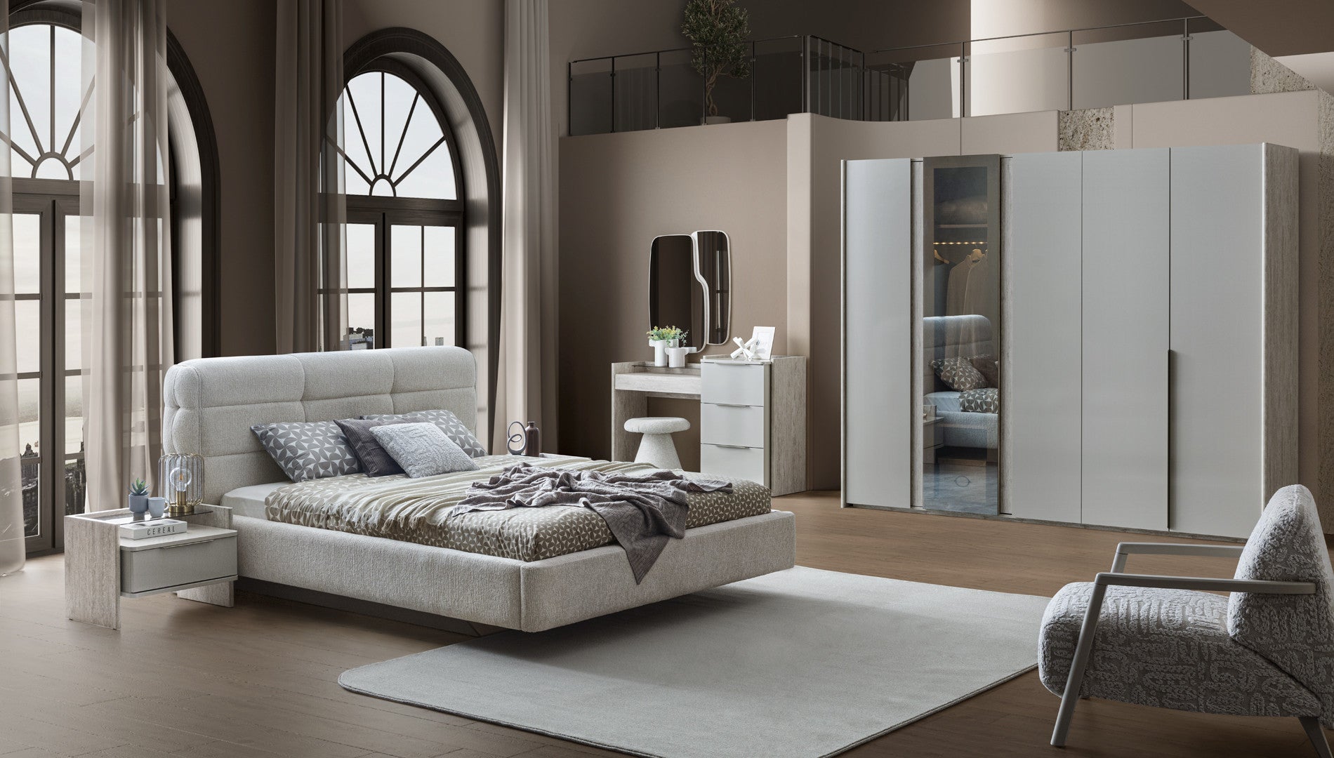 Тапицирано легло «Point» с място за съхранение, повдигащ механизъм