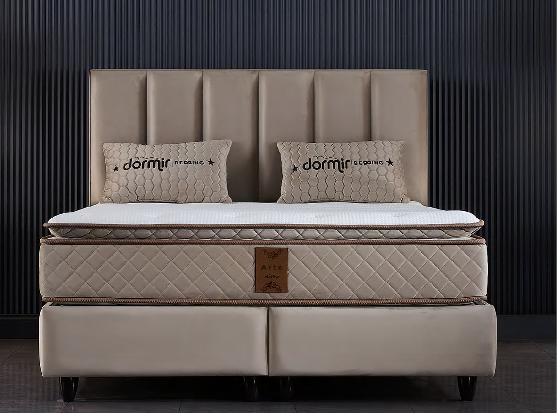 Тапицирано легло «Arte» + Матрак и табла - с място за съхранение, повдигащ механизъм, система за безшумно затваряне