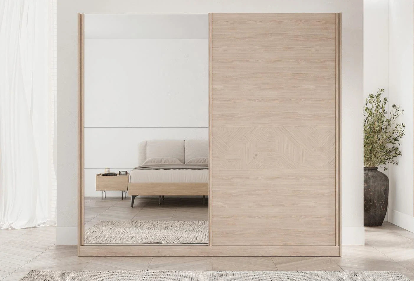 Гардероб с плъзгащи врати «Terra» с огледална врата, ширина 240см
