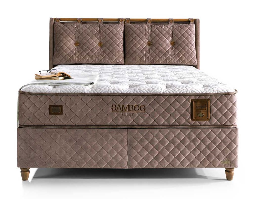 Тапицирано легло «Bamboo Sleep» + Матрак и табла - с място за съхранение, повдигащ механизъм, система за безшумно затваряне