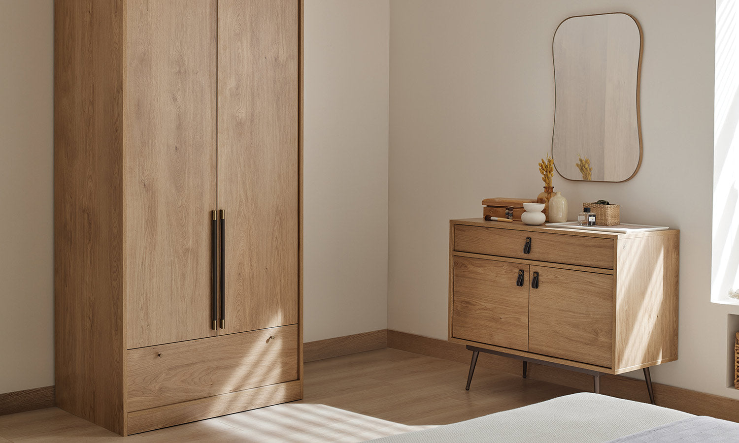 Двукрилен гардероб «Helis Teen» - чекмеджета, ширина 93см