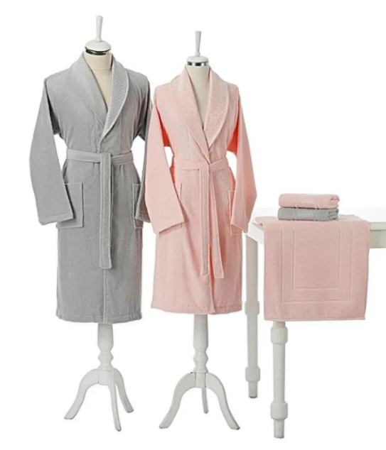 Комплект халати с хавлии Camellia Gri Pembe
