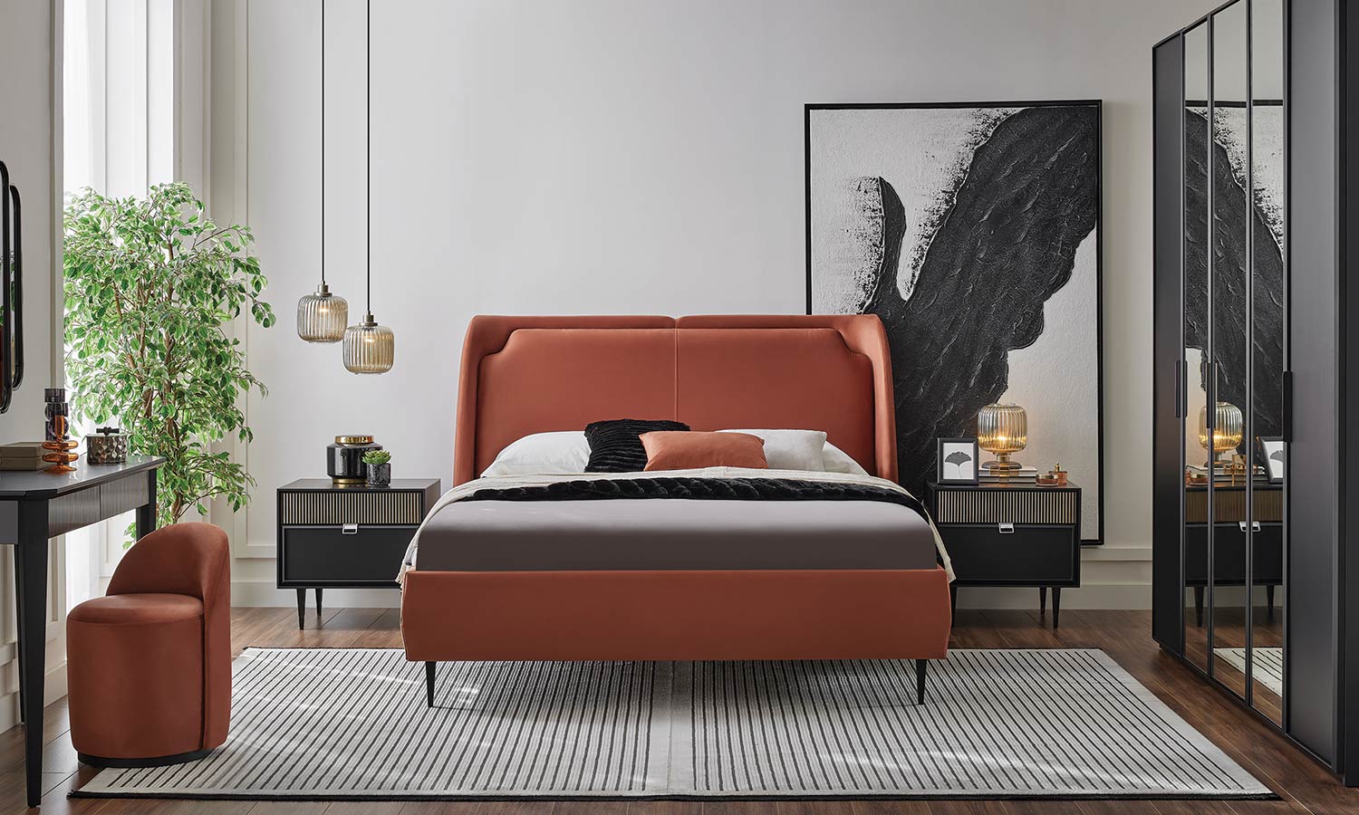 Нощно шкафче «Krista» + две чекмеджета, размер 58х55х51см