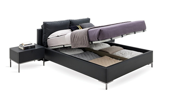 Тапицирано легло «Legato Black» + табла - с място за съхранение, повдигащ механизъм, система за безшумно затваряне