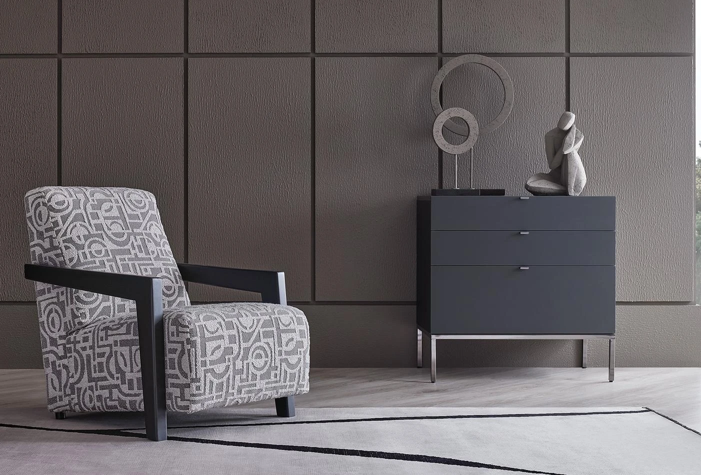 Шкаф «Legato Black» с три чекмеджета и органайзер, размер 80х81х48см