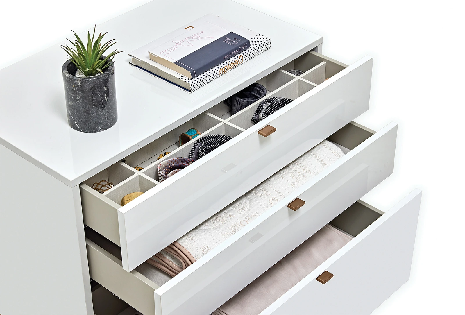 Шкаф «Legato White» с три чекмеджета и органайзер, размер 80х81х48см