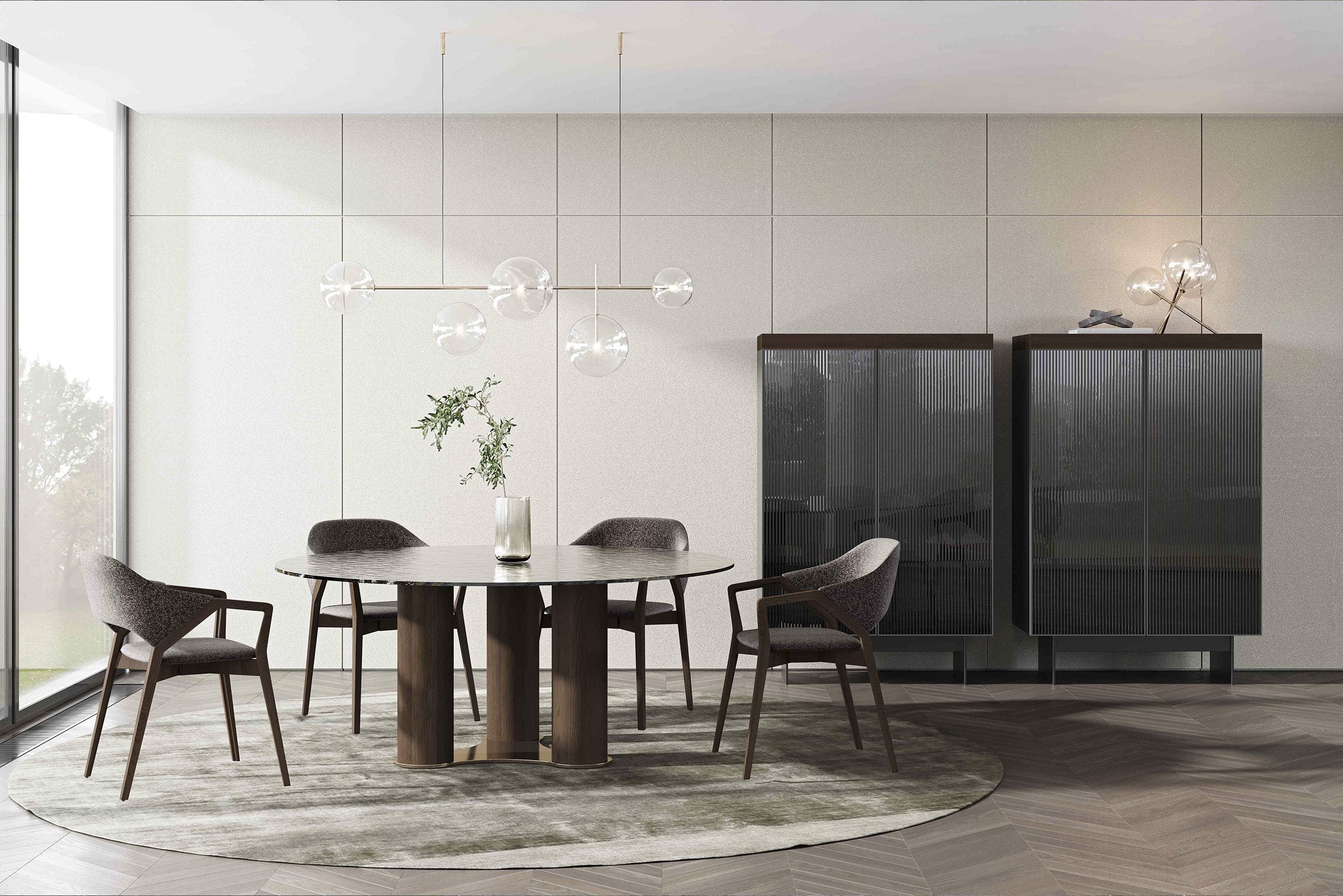 Трапезна маса «Libre» + стъклен плот, размер 150х76х150см