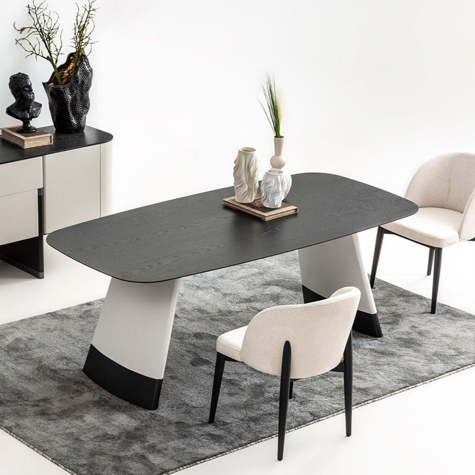 Трапезна маса «Delta Acik Gri» + керамичен плот и естествен фурнир