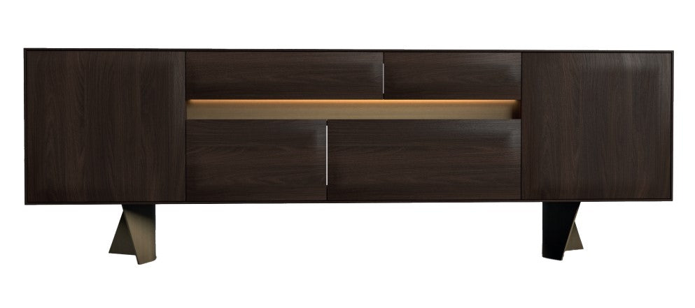 Бюфет «Madlen» с естествен фурнир, с LED осветление, размер 236х80х51см