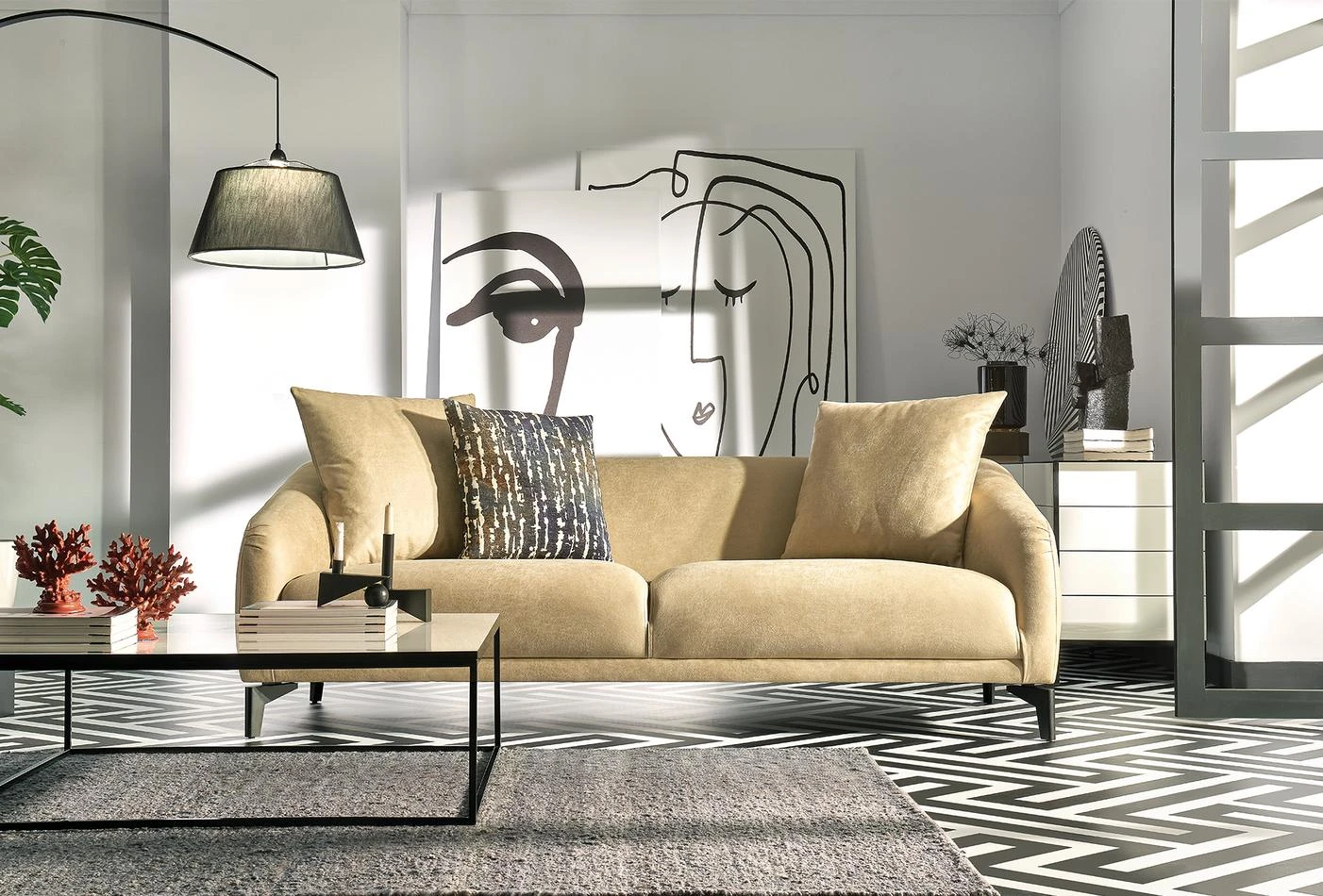 Триместен диван «Maison» + 3 декоративни възглавници, ширина 227см