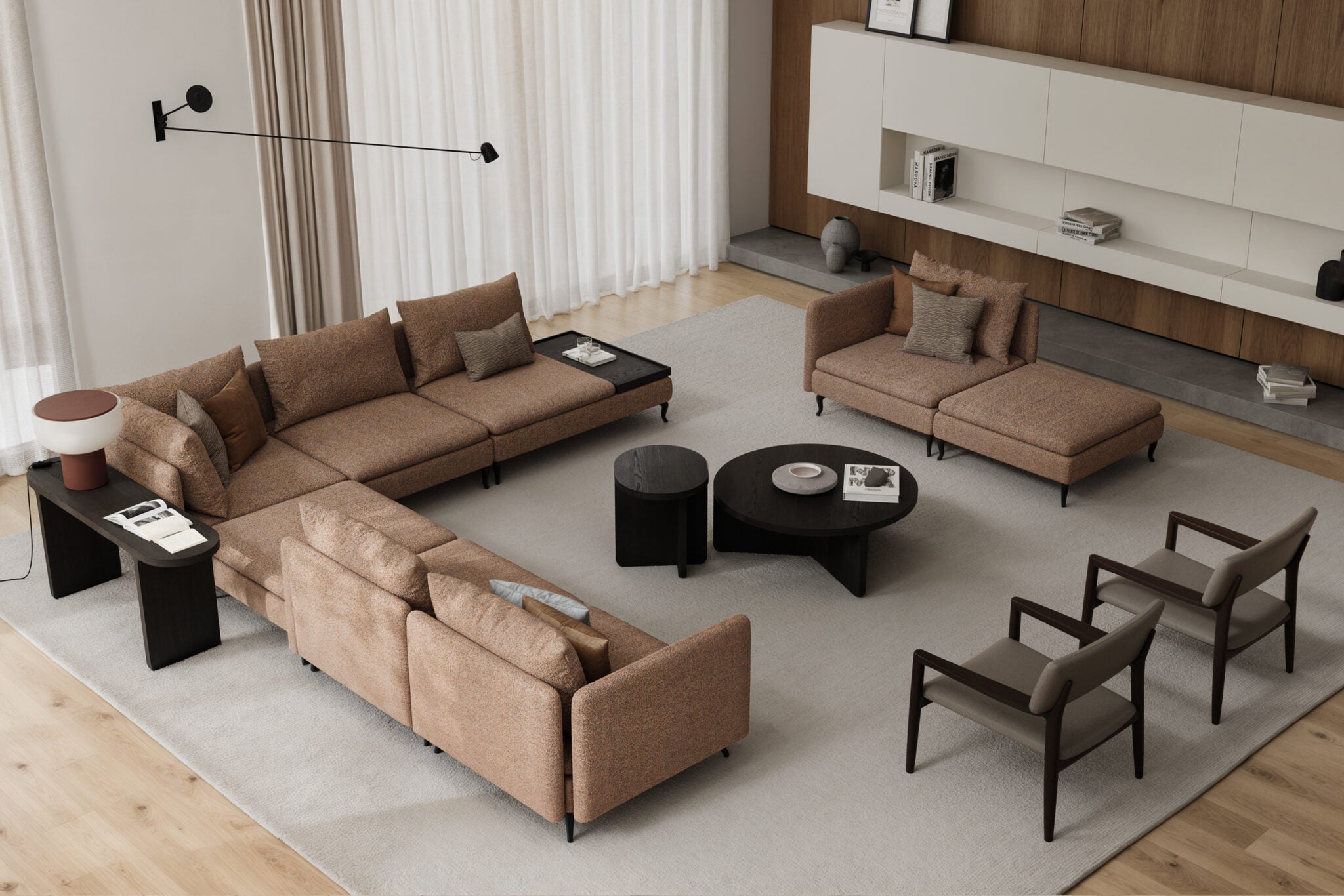 Холна маса «Max» с естествен фурнир, размер 100х39х100см