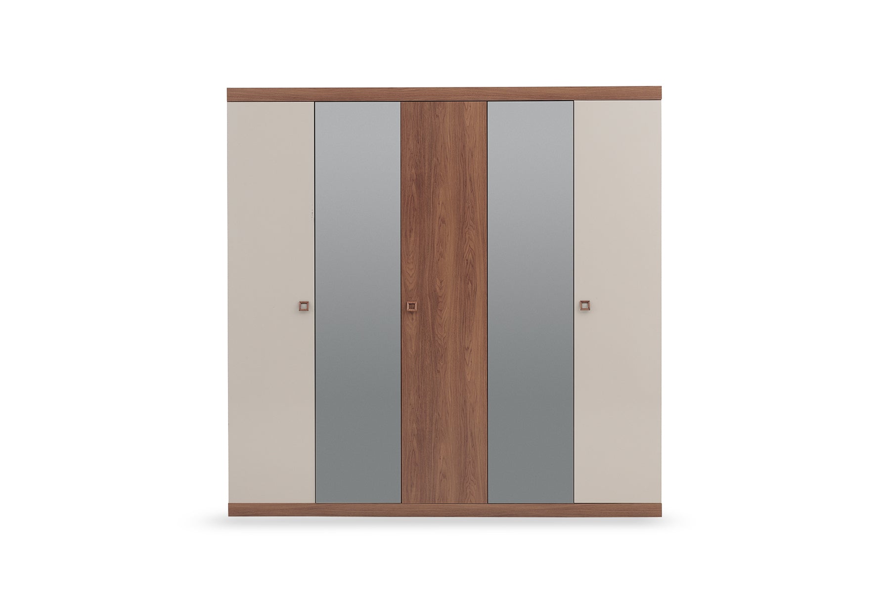 Петкрилен гардероб «Mistral» с огледална врата, ширина 222см