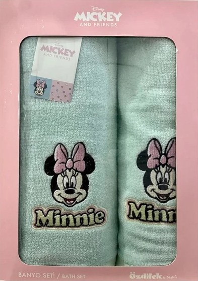 Детски комплект за баня «Disney Minnie Mouse Heart Mint» - памук