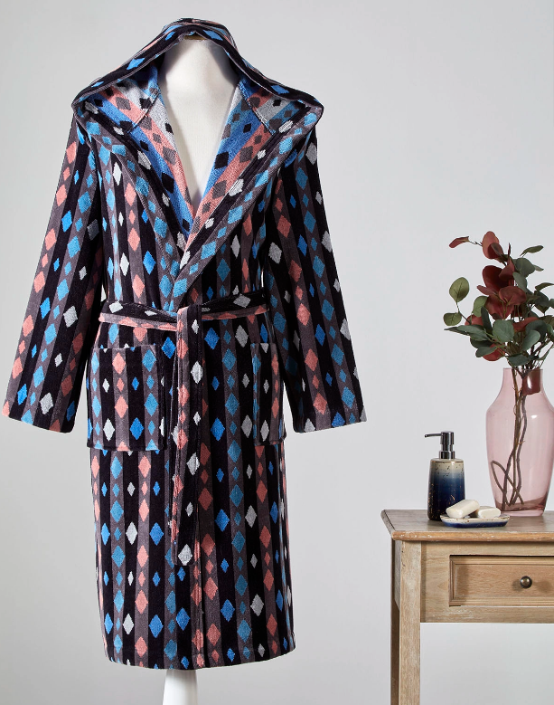 Халат за баня «Hawai Mosaic Mavi» с качулка, размер XXL