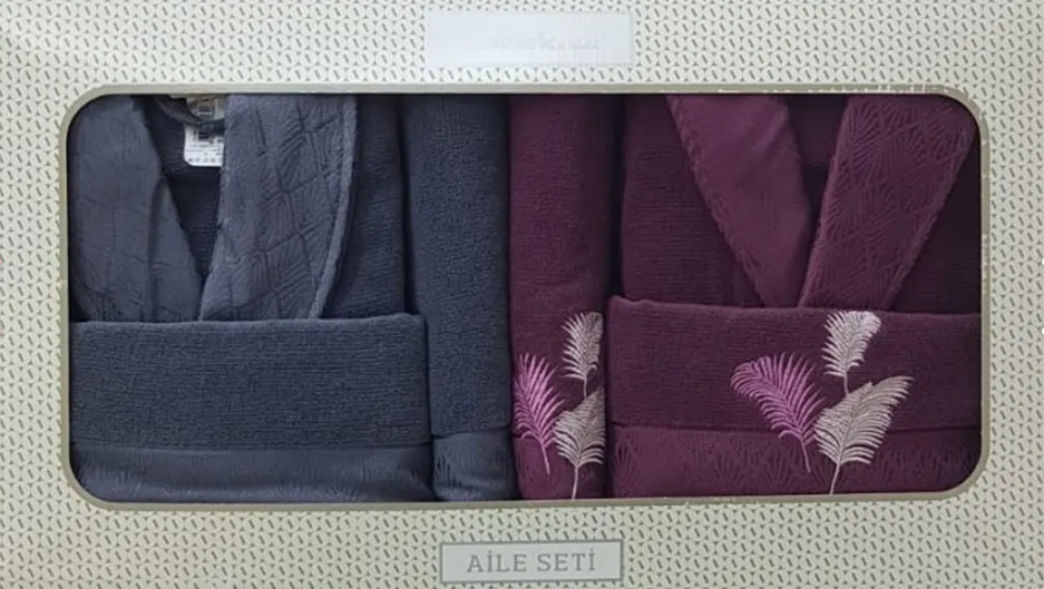 Комплект халати и хавлии «Golden Palm Antrasit Murdum» памук, 6 части