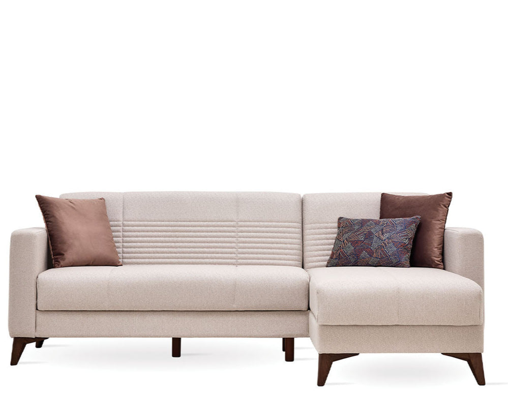 Ъглов разтегателен диван «Nola» + три декоративни възглавници, ширина 228см