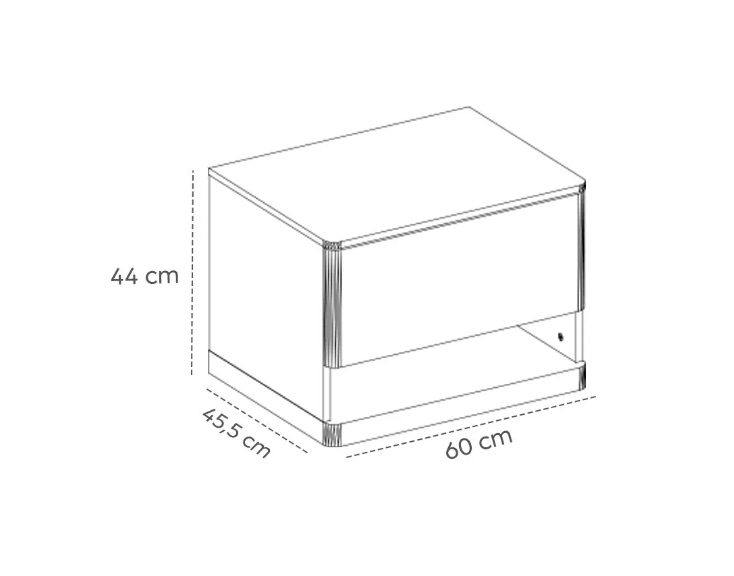 Нощно шкафче «Dolunay» + чекмедже и рафт с LED осветление, размер 60х44х46см