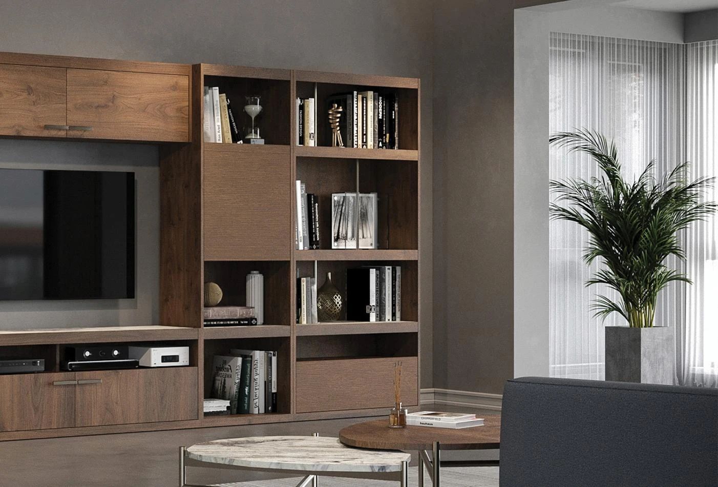 Библиотека «Pavia» + чекмедже, размер 96x200x41см