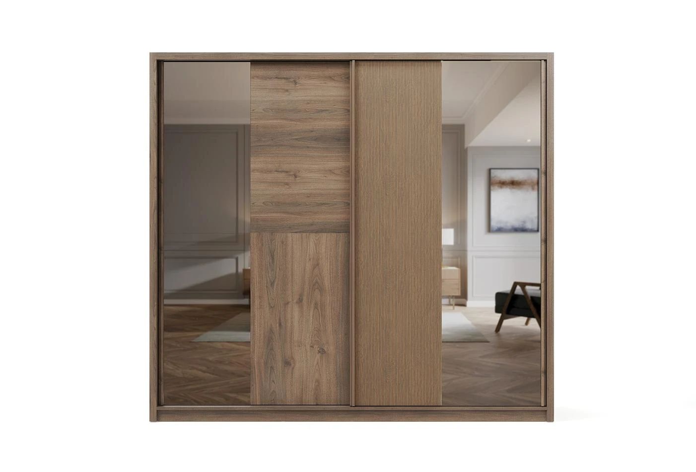 Гардероб с плъзгащи врати «Pavia» с огледална врата, ширина 245см