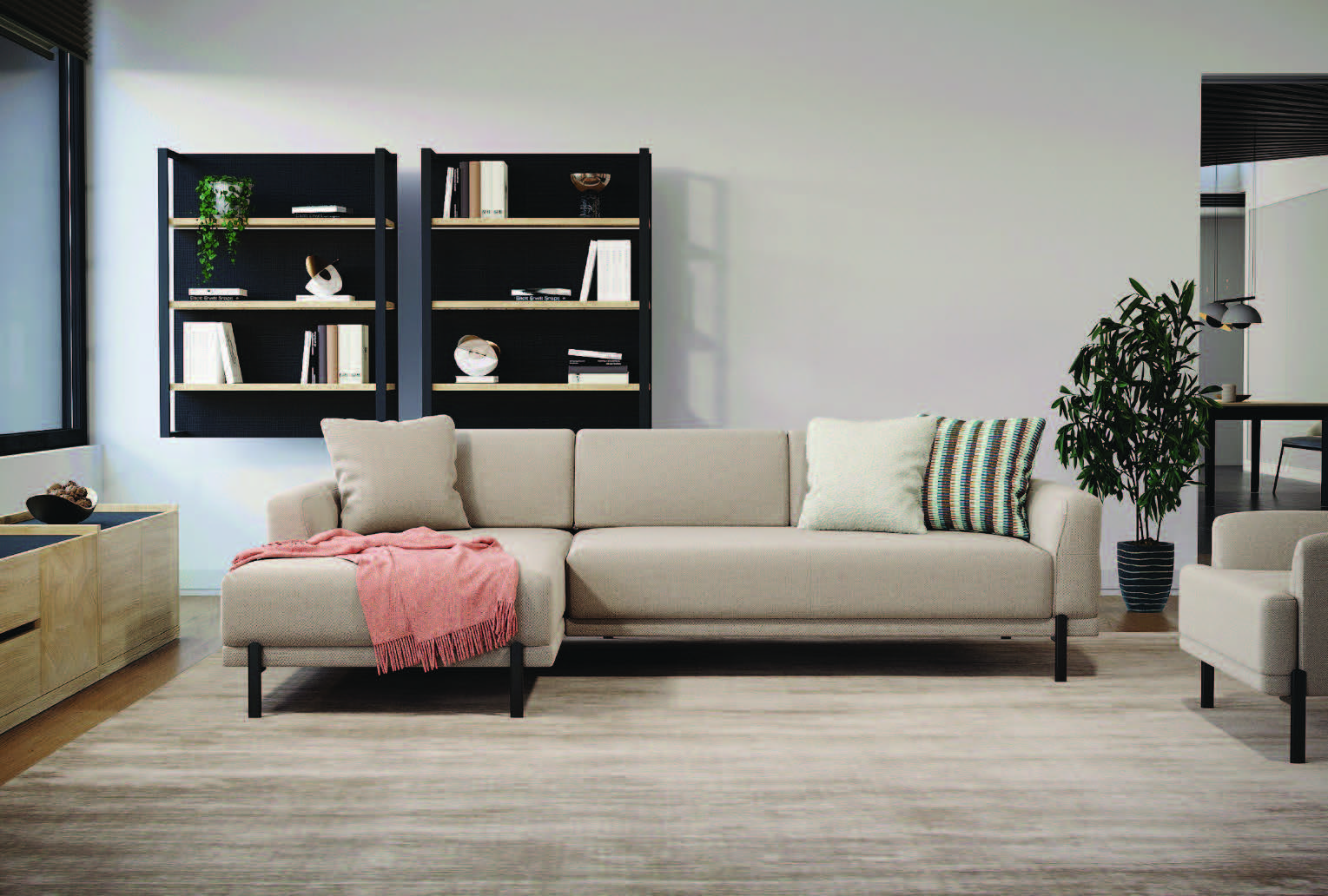 Ъглов разтегателен диван «Terra Corner» + три декоративни възглавници, ширина 275см