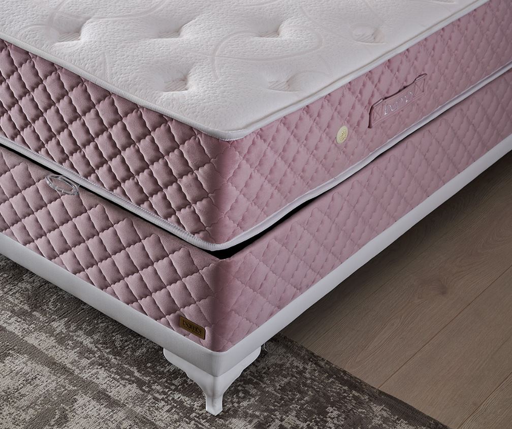 Тапицирано легло «Pinky» + Матрак и табла - с място за съхранение, повдигащ механизъм, система за безшумно затваряне